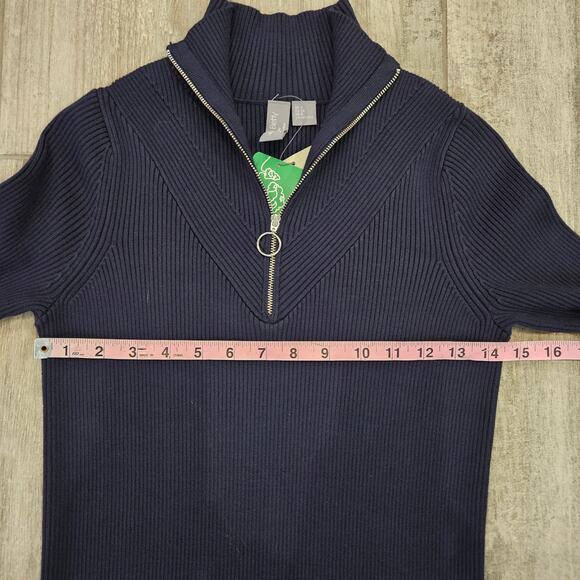 Sweaty Betty Frame Knitted Midi Dress Womens Size S Navy Blue Ribbed NEW Stretch - Picture 5 of 12